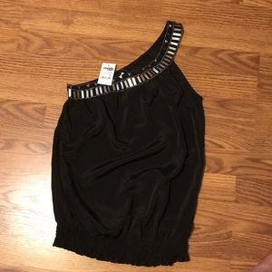 One shoulder silk top